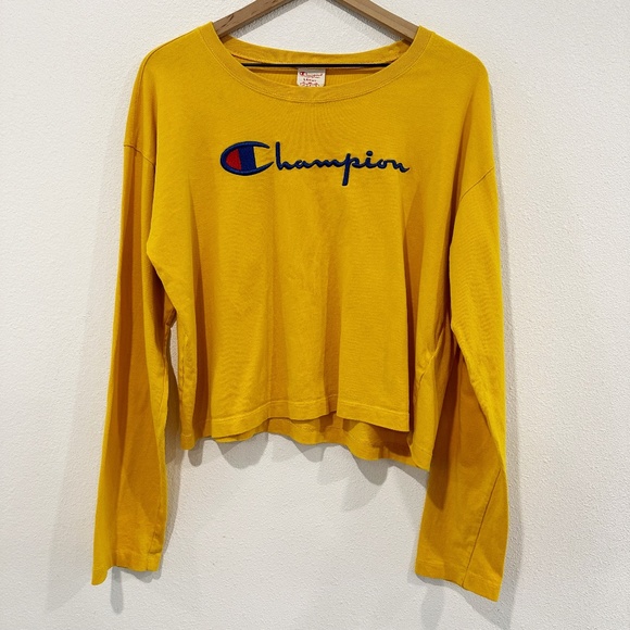 Champion Varsity Gold Long Sleeve Cropped Tee |R6 - Picture 1 of 7